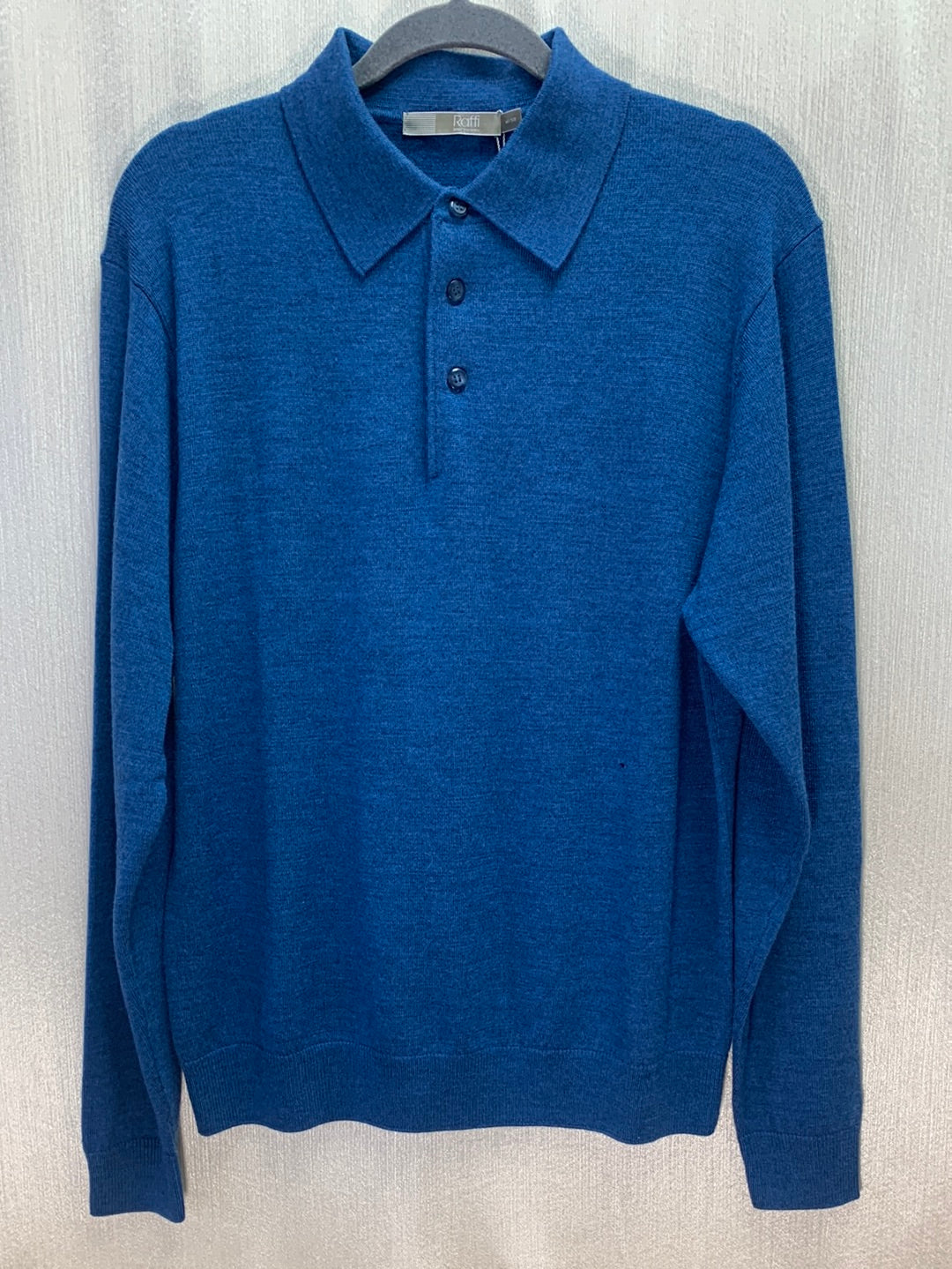 NWT (flaw) - RAFFI blue 100% Merino Wool 1/4 Button Sweater - M | 50