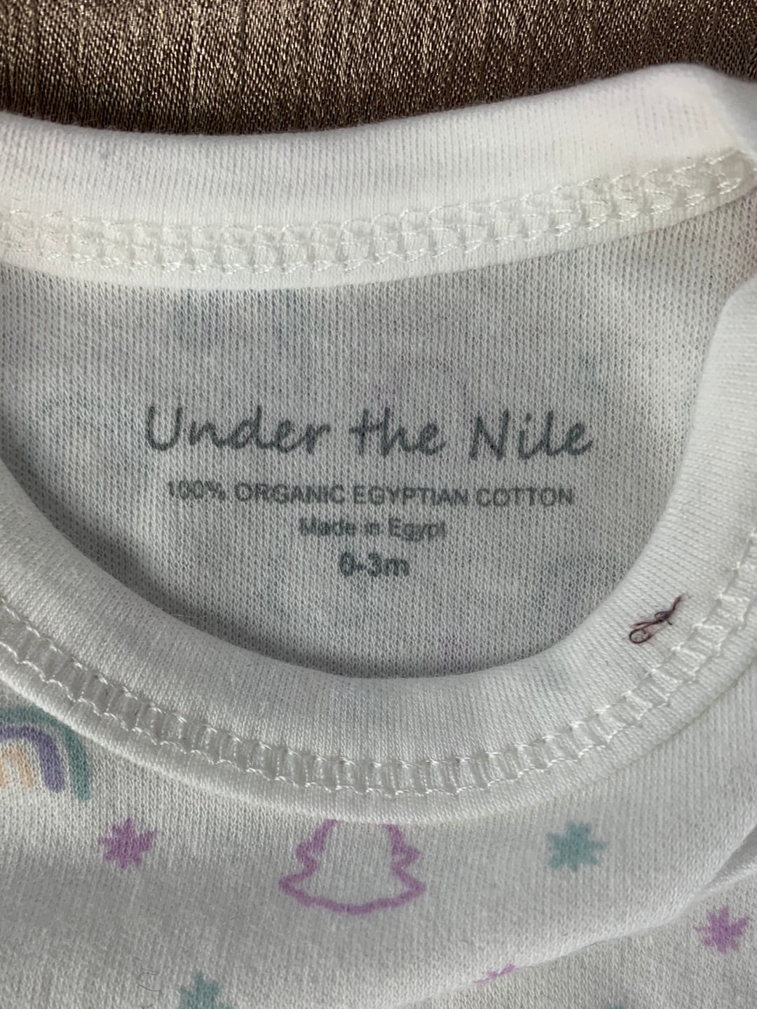 NWT - UNDER THE NILE white print Organic Bodysuit & Footie Sleeper Set - 0-3m