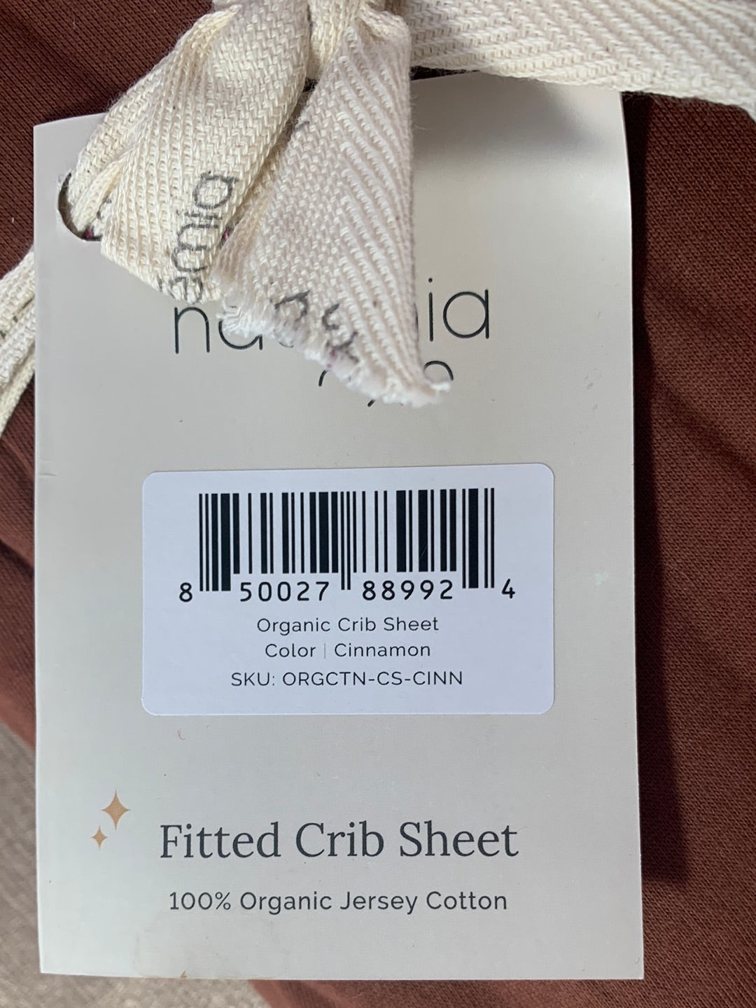 NWT - NATEMIA cinnamon brown Organic Cotton Jersey Fitted Crib Sheet