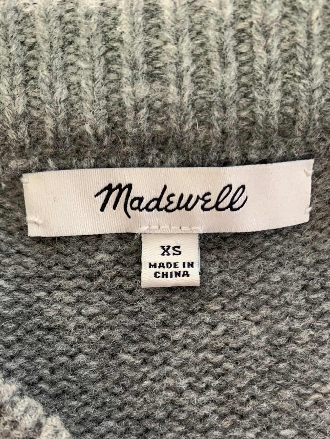 MADEWELL black gray tan Wool Colorblock Long Sleeve Sweater Dress - XS