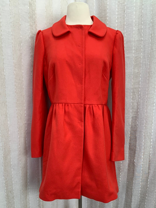 RED VALENTINO red Wool Blend Snap Front Gathered Waist Jacket - 44