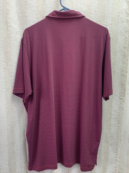 PETER MILLAR navy red stripe Pima Cotton Short Sleeve Polo Shirt - XL