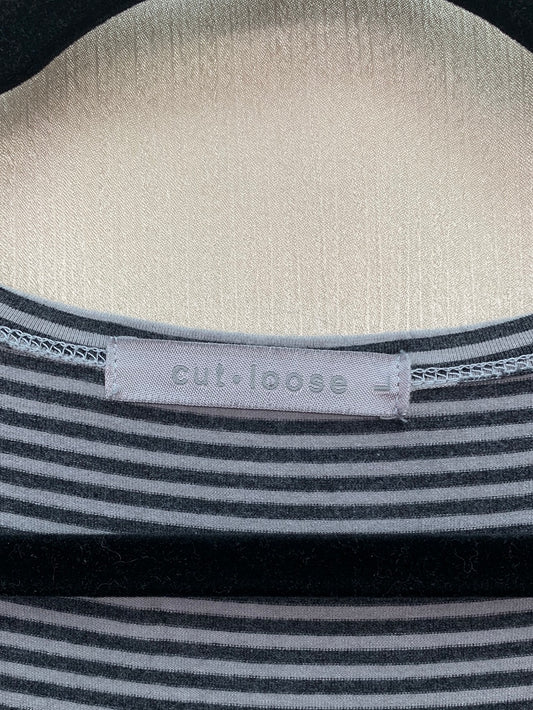 CUT LOOSE grey stripe Rayon Blend Long Sleeve Dress - L