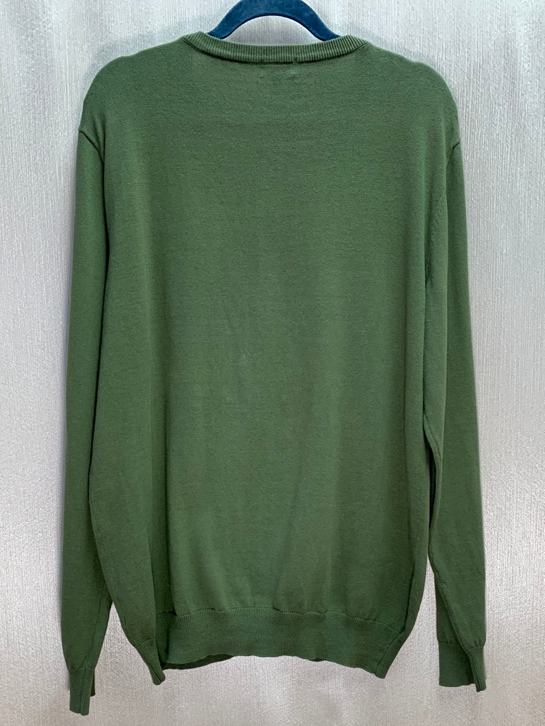 QUALFORT olive green 100% Cotton Lightweight V-Neck Sweater - L