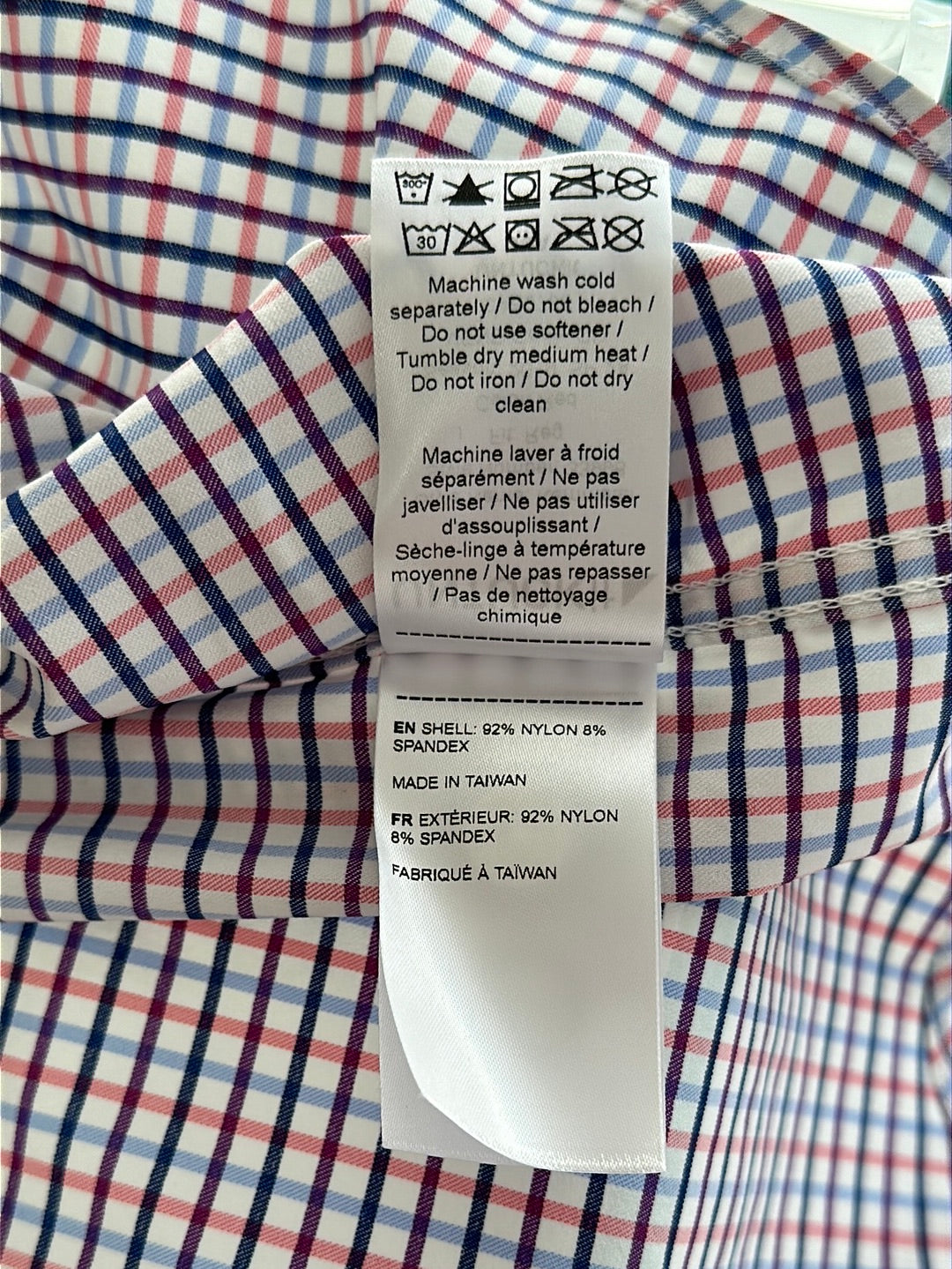 UNTUCKIT blue red Check Nylon Performance Kemmeter Button Up Shirt - XL