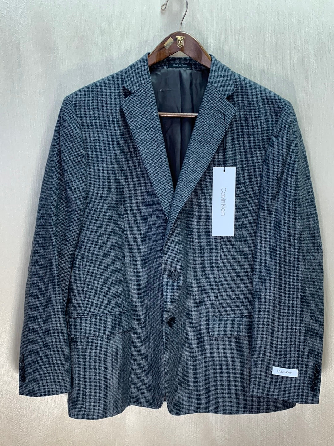NWT - CALVIN KLEIN black white check Wool Blazer Suit Jacket - 46R