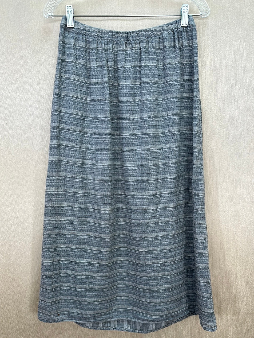 FLAX grey Stripe Lightweight Loose Weave Linen Midi Skirt - S