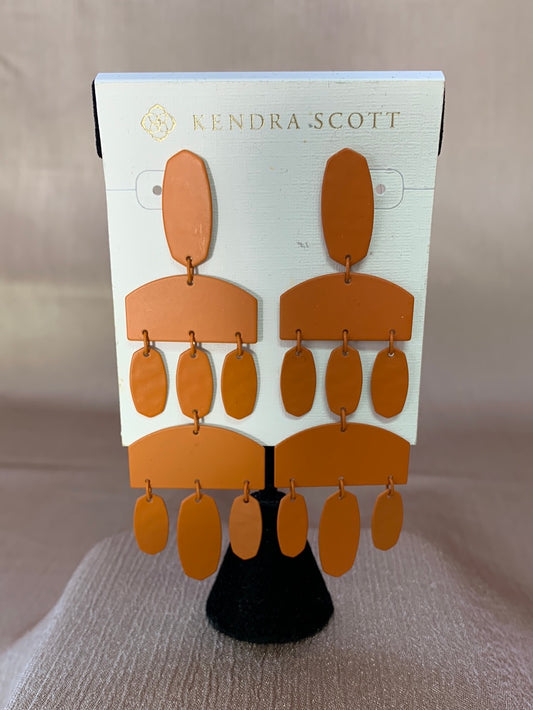 NWT - KENDRA SCOTT matte rust Emmet Statement Earrings - 3.5" x 1.25"