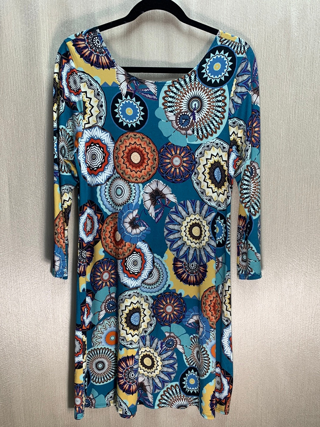SALAAM blue multicolor print 3/4 Sleeve Lucy Tunic / Dress - M
