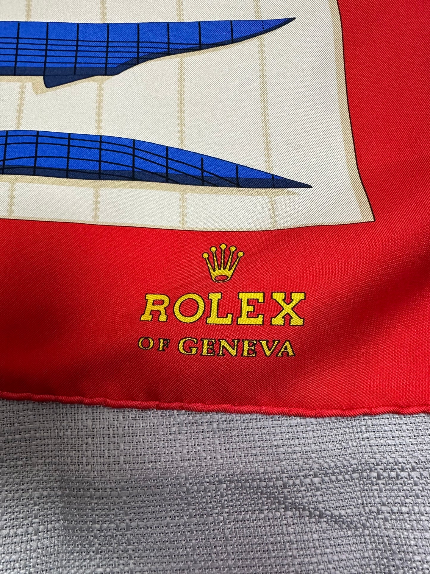 Vintage ROLEX Cup red blue 100% Silk Sailing Regatta Square Scarf - 34"