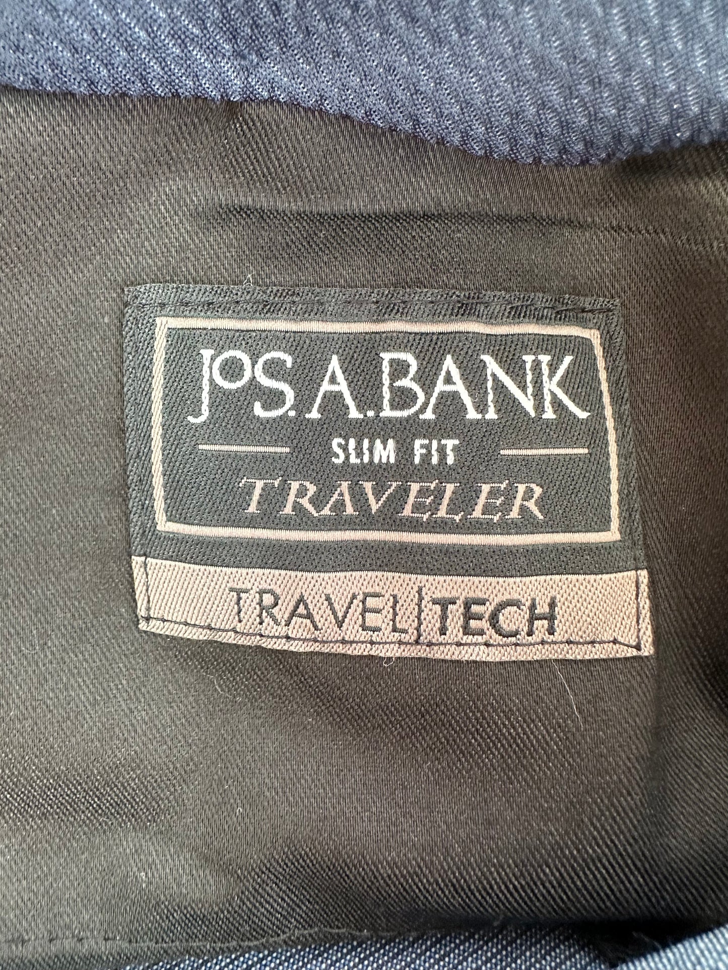 NWT - JOS A BANK blue Flat Front Open UNHEMMED Traveler 37.5 Pants - 35R