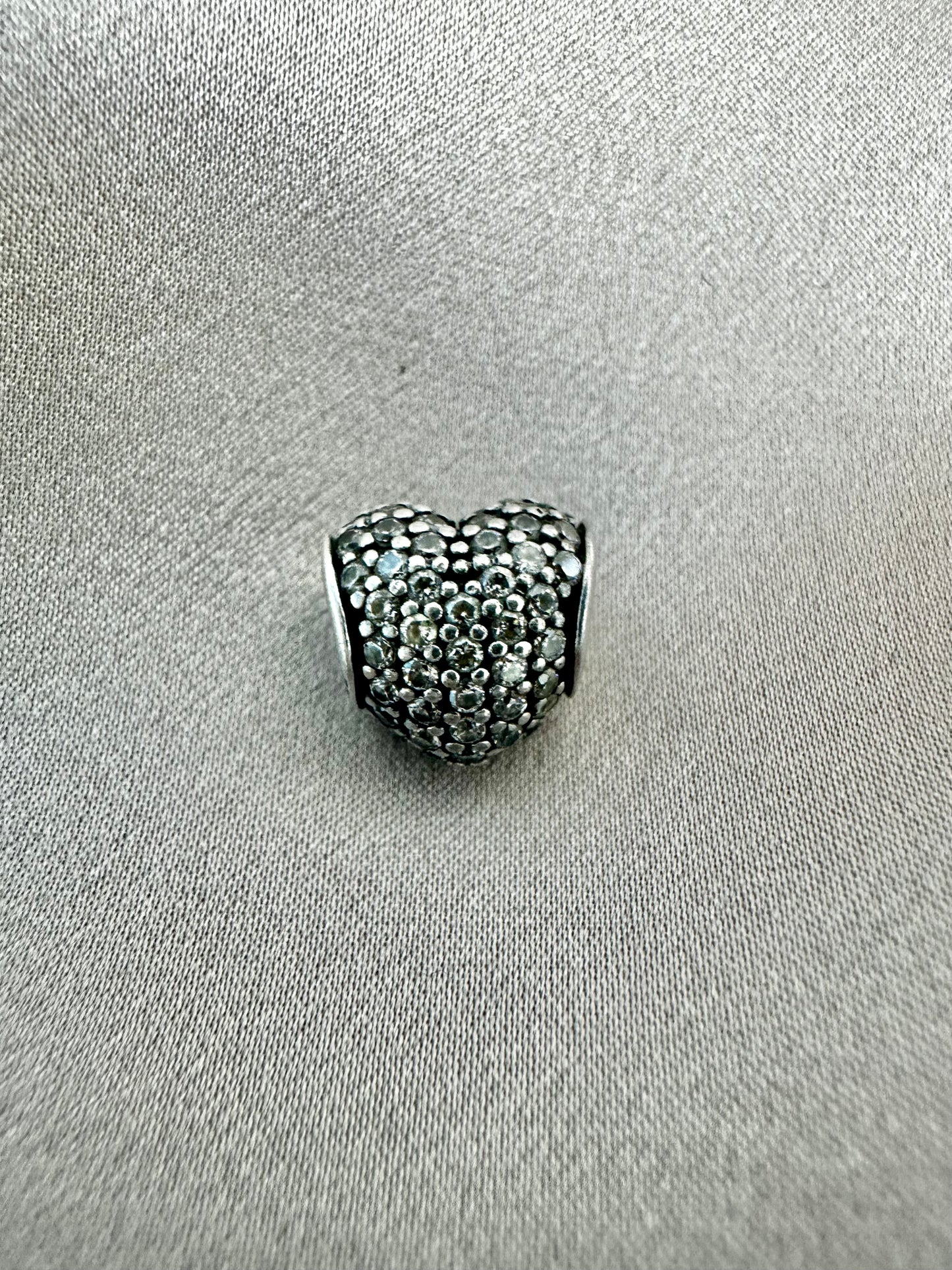 PANDORA 925 ALE Sterling Silver RETIRED Clear CZ Pave Heart Charm