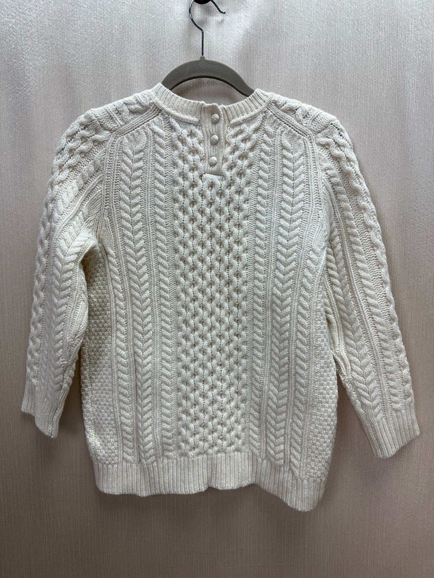 NWT - J CREW cream 100% Wool Cable Knit Fisherman Pockets Sweater - S