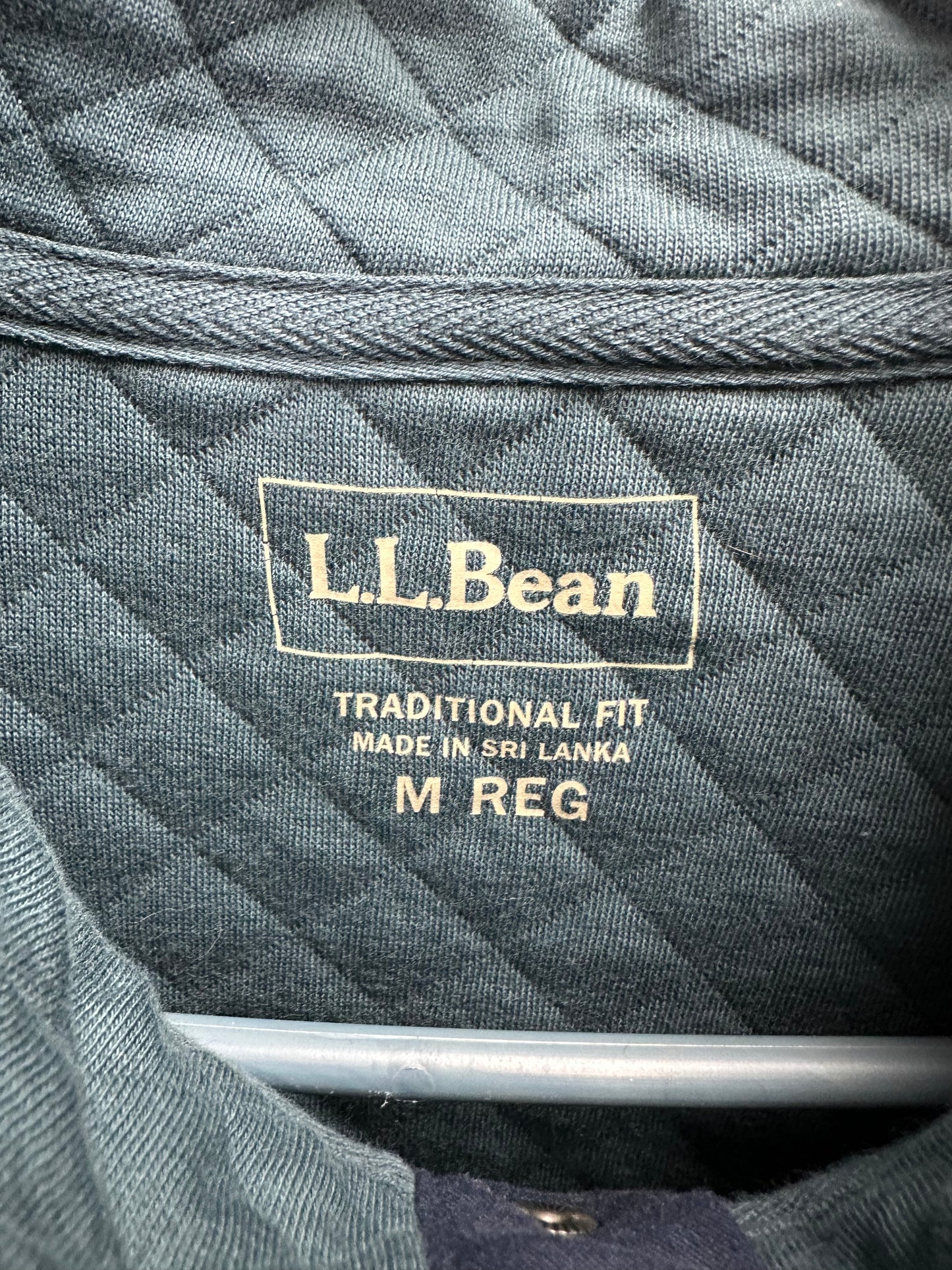 NWT - LL BEAN storm blue Quilted Button Neck Sweatshirt - M