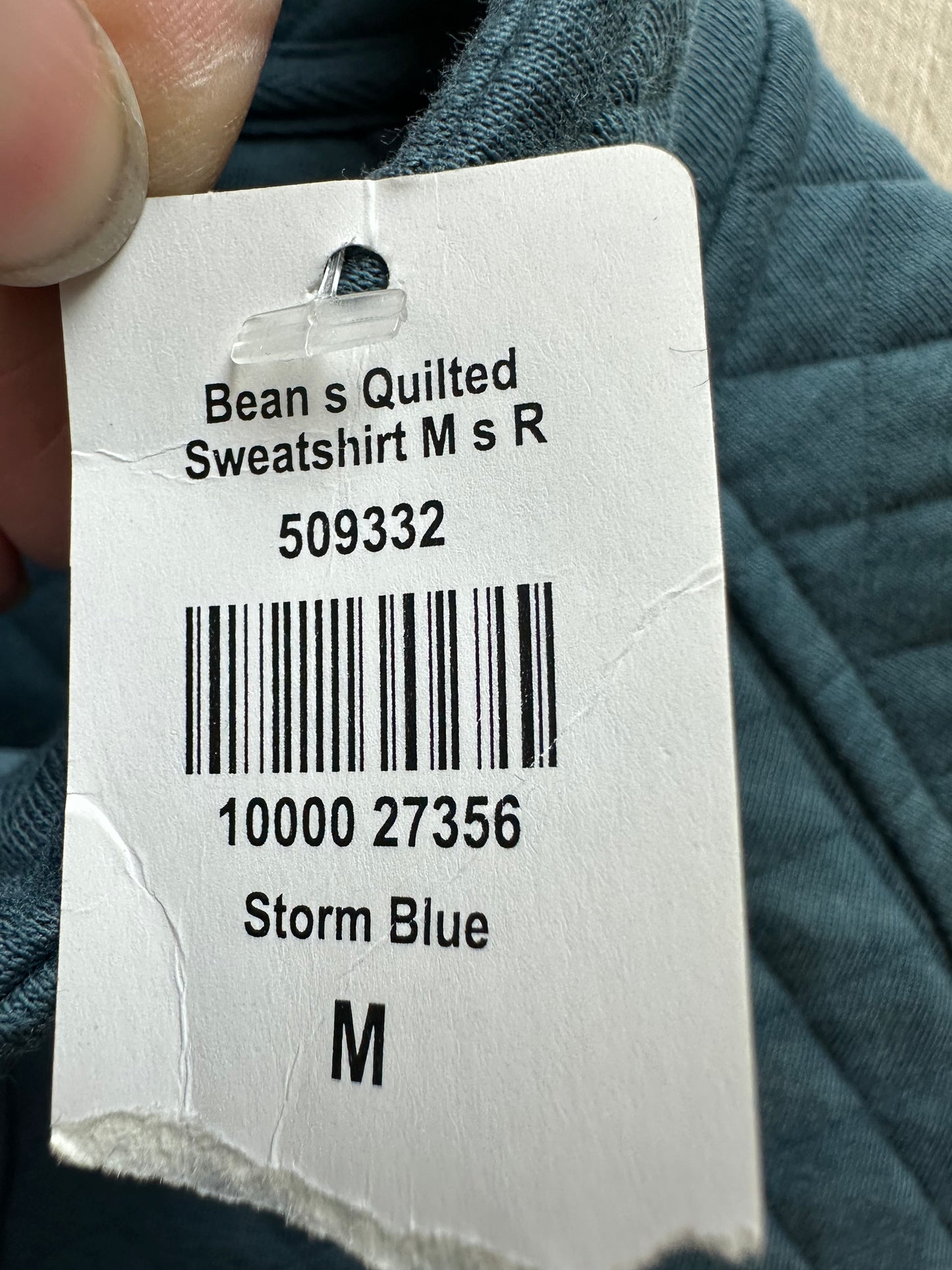 NWT - LL BEAN storm blue Quilted Button Neck Sweatshirt - M