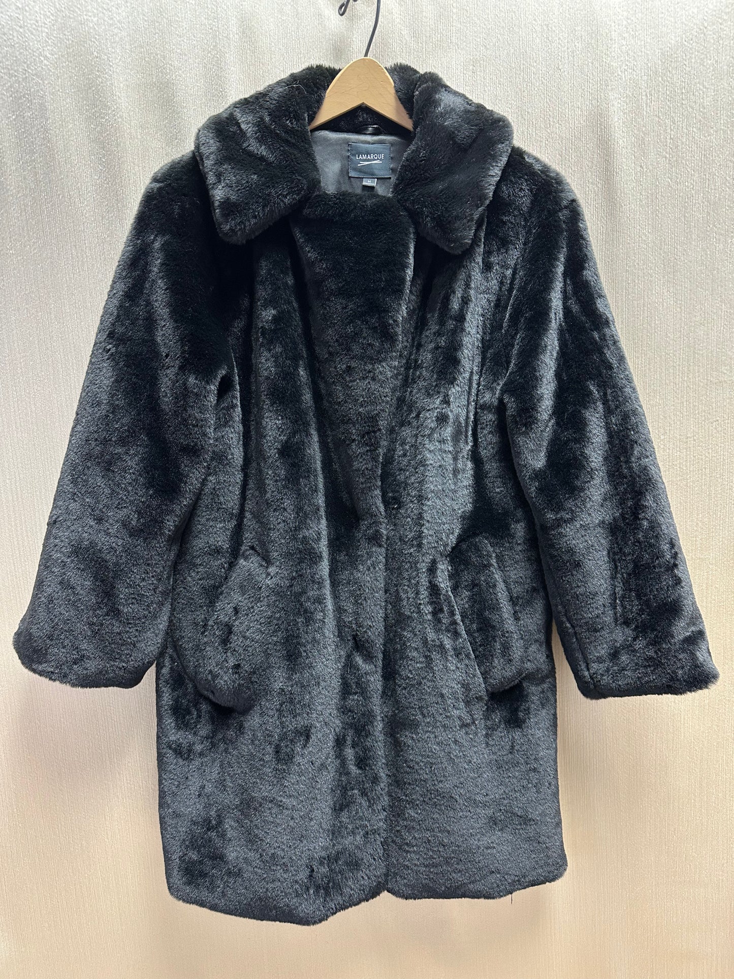 LAMARQUE black Super Soft Faux Fur Linnea Jacket Coat - M