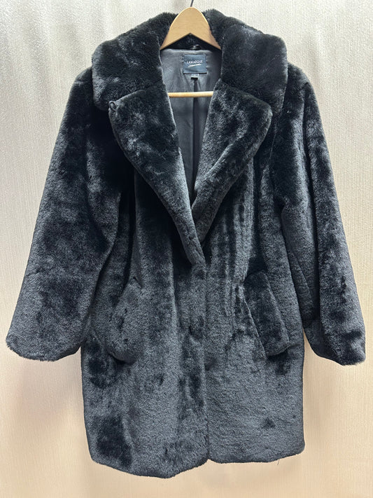 LAMARQUE black Super Soft Faux Fur Linnea Jacket Coat - M