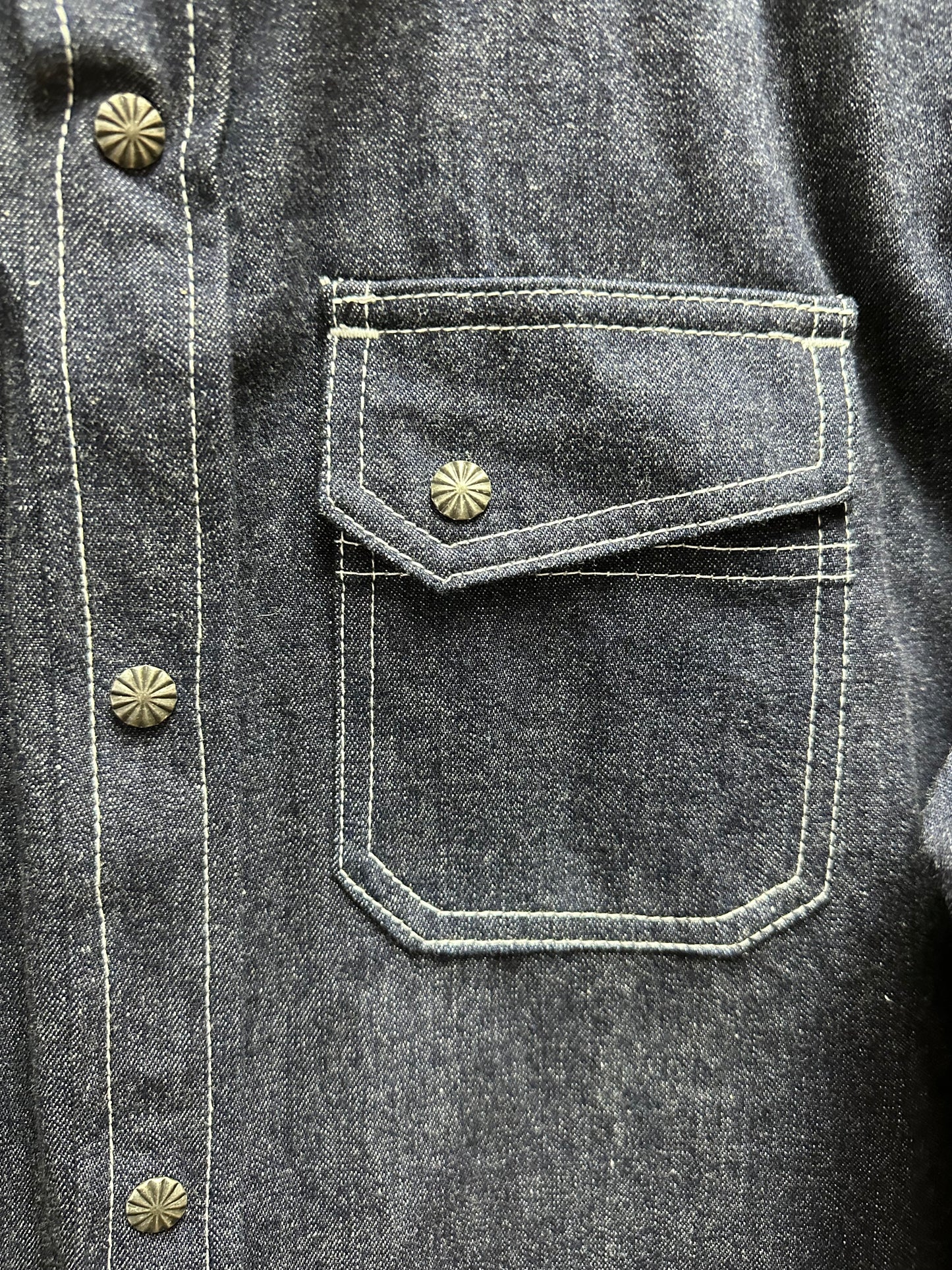 NWT - 3SIXTEEN indigo Denim Snap Up Western Crosscut Shirt - M