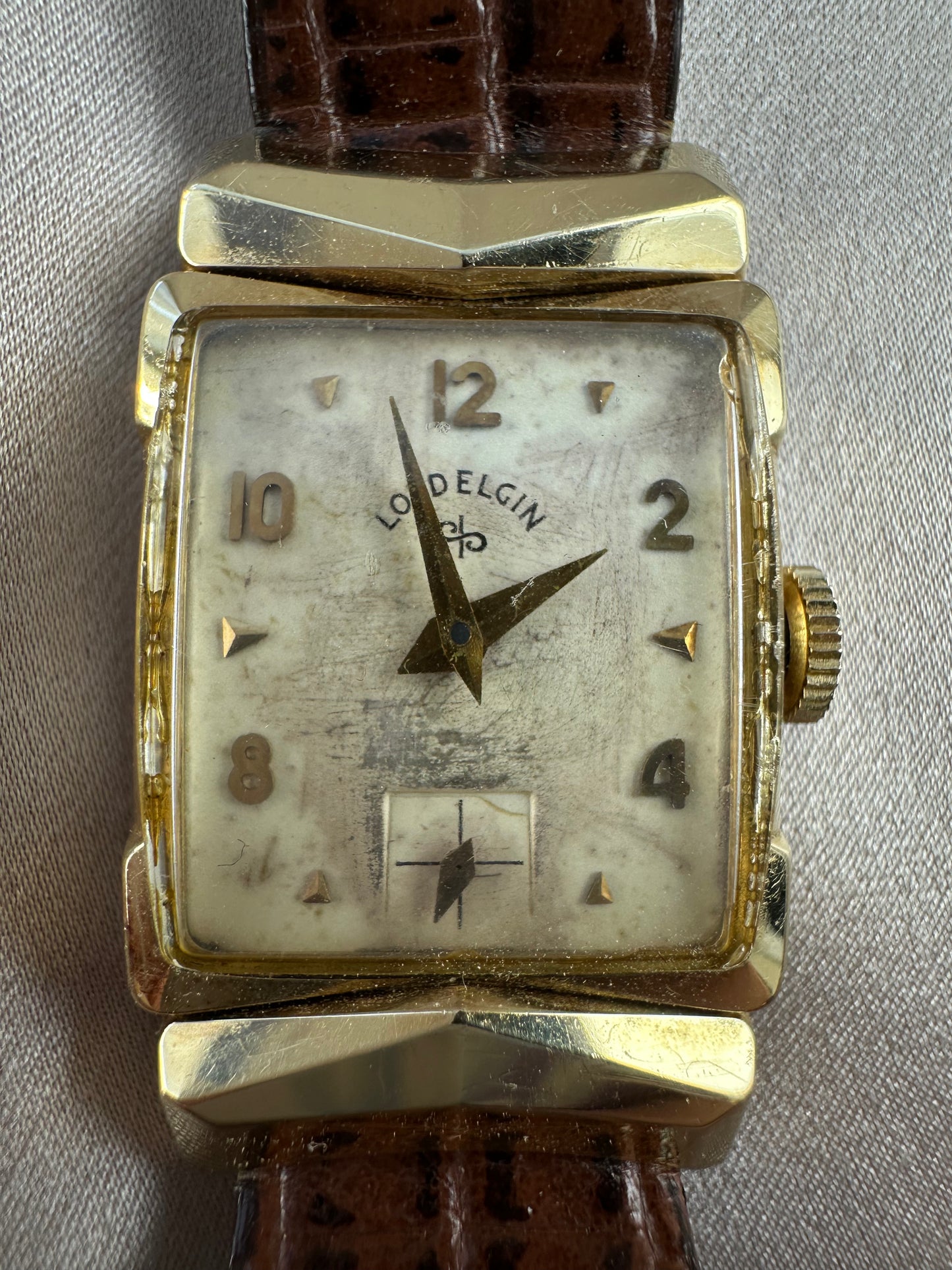 Vintage LORD ELGIN 14k Solid Gold S&W Rectangular Mechanical Watch - Working