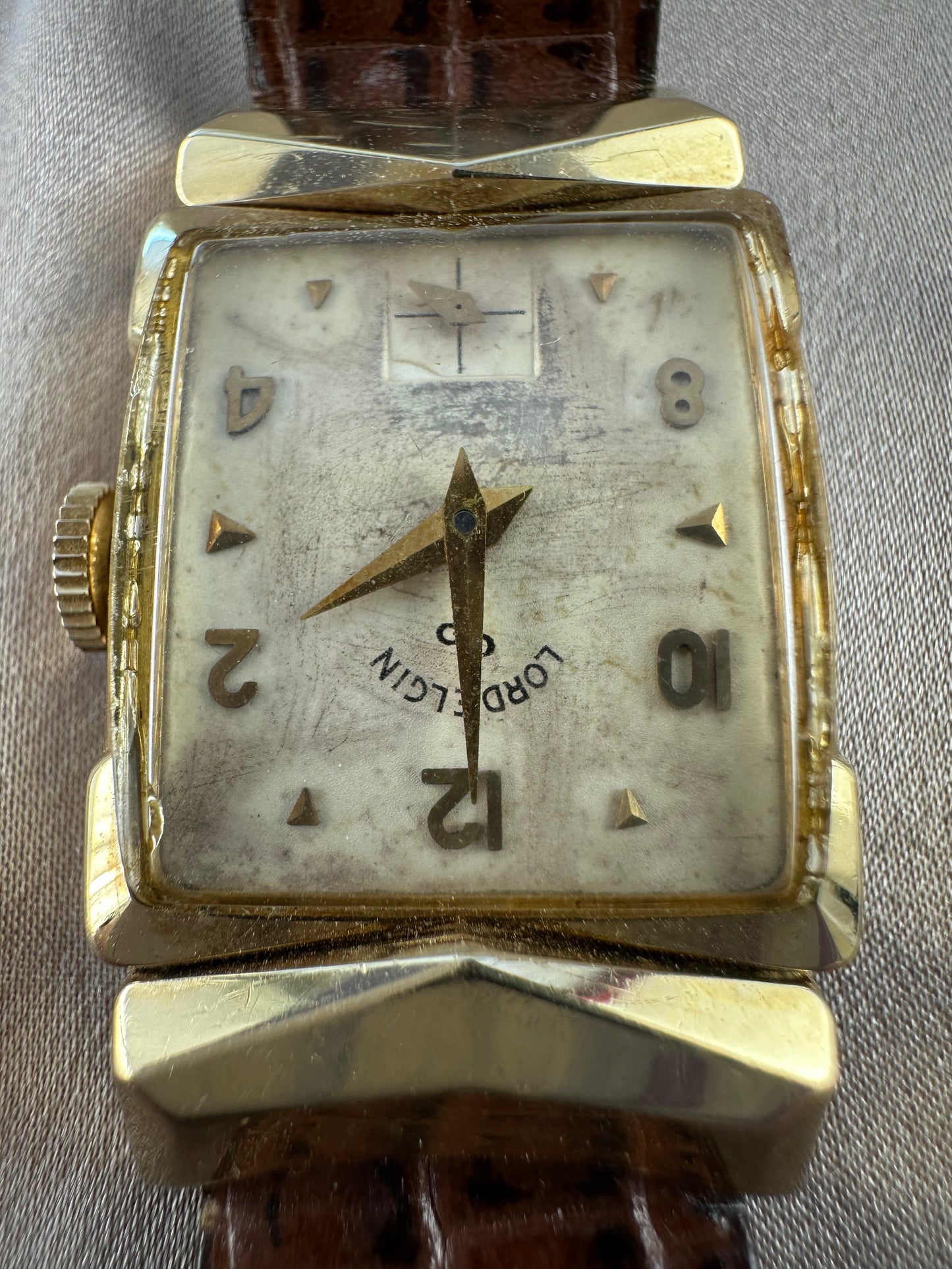 Vintage LORD ELGIN 14k Solid Gold S&W Rectangular Mechanical Watch - Working