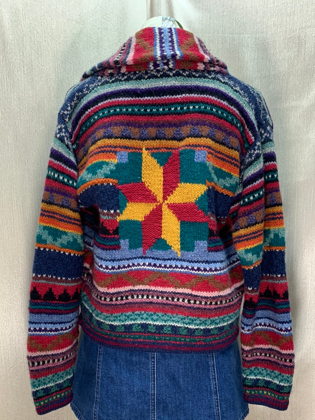 VTG - CASUAL CORNER multicolor Shetland Wool Southwestern Cardigan - L