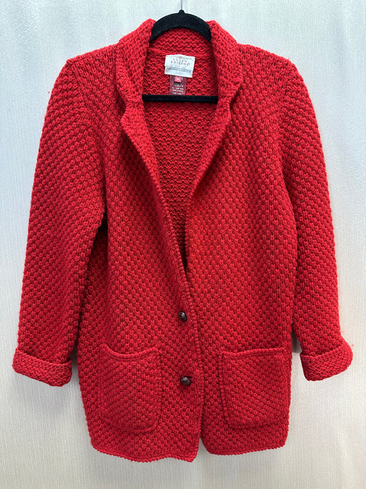 Vintage SUSAN BRISTOL red All Pure Wool Blazer Sweater Cardigan - M