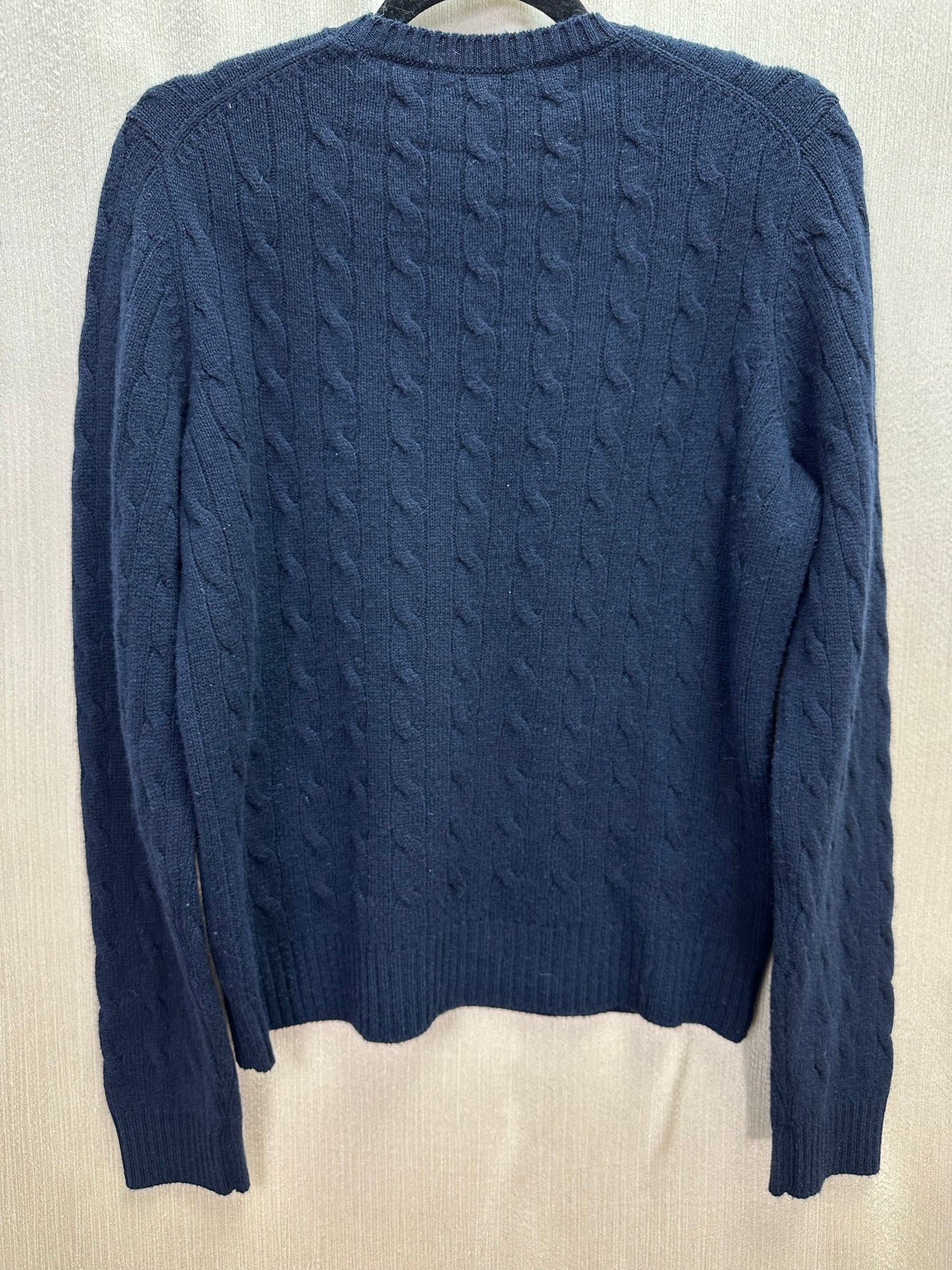 BROOKS BROTHERS navy blue Italian Cashmere Scotland Cable Knit Sweater - L