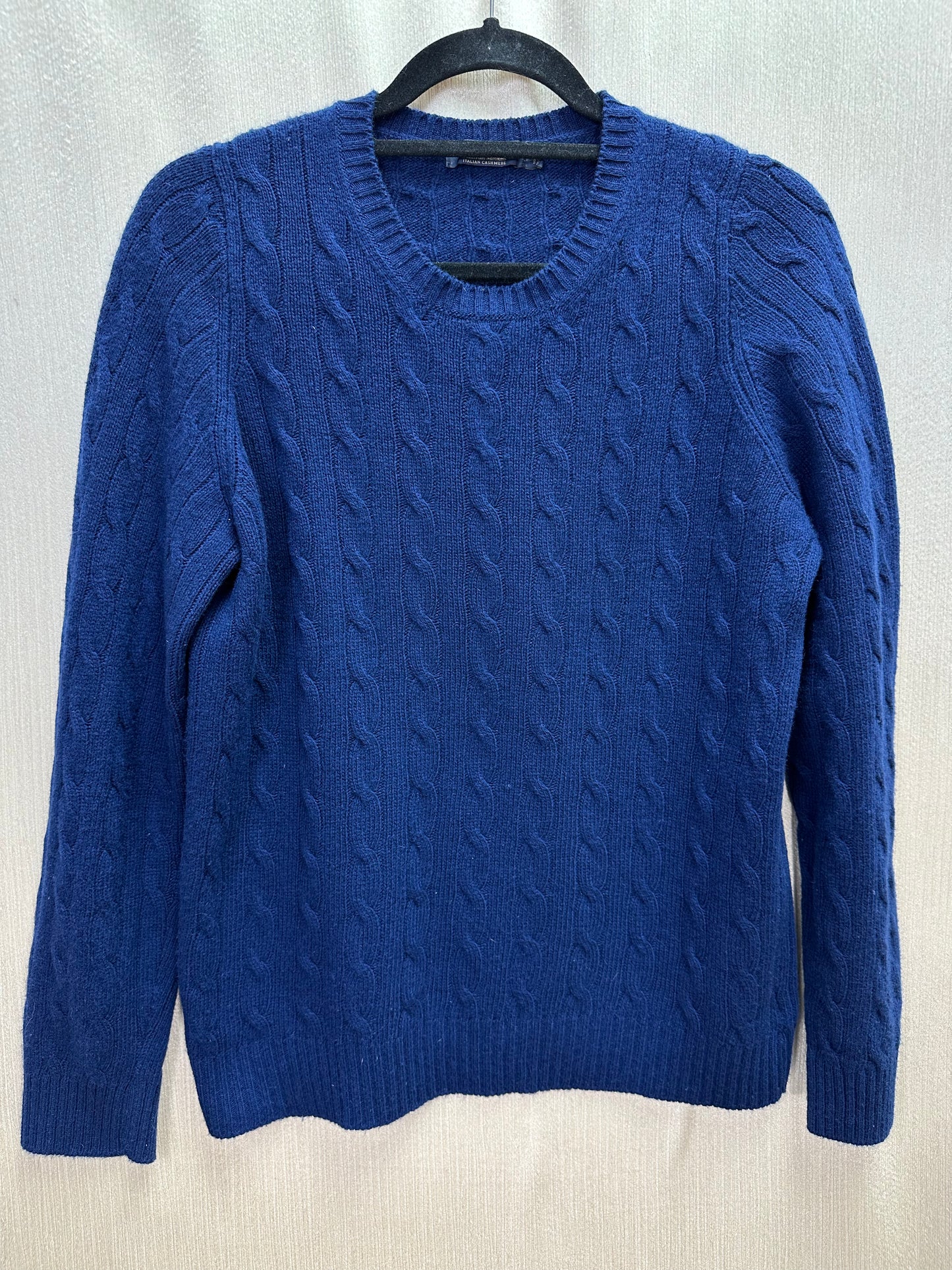 BROOKS BROTHERS dark blue Italian Cashmere Scotland Cable Knit Sweater - L