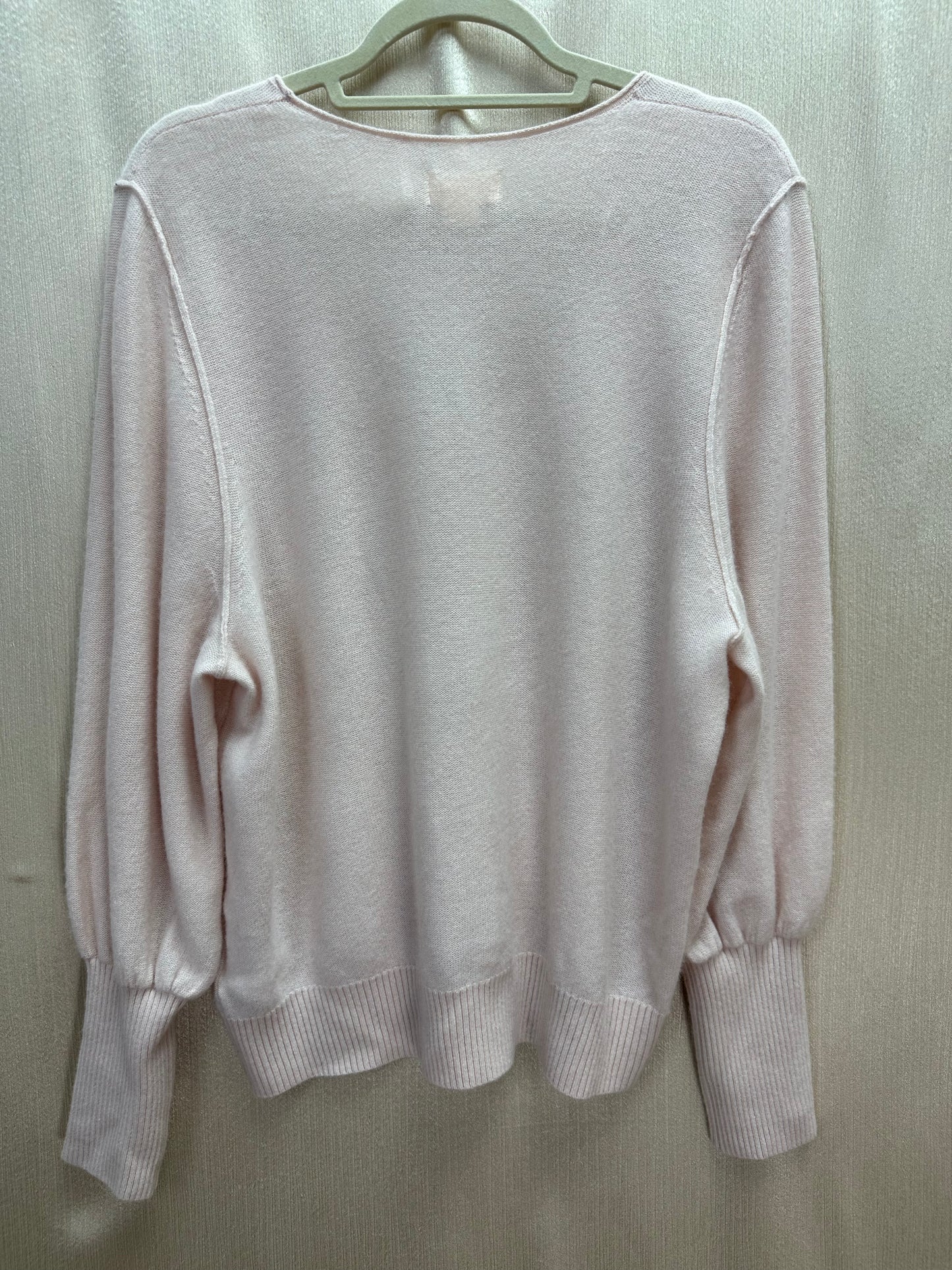 MAEVE ANTHROPOLOGIE light pink Cashmere Puff Sleeve Bedford Sweater - XL