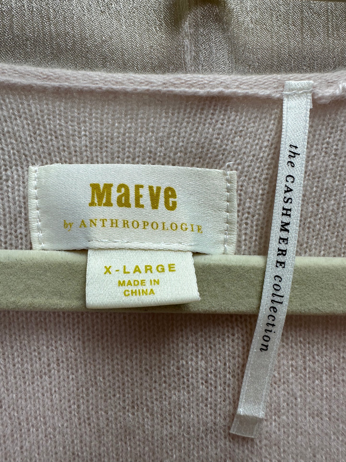 MAEVE ANTHROPOLOGIE light pink Cashmere Puff Sleeve Bedford Sweater - XL