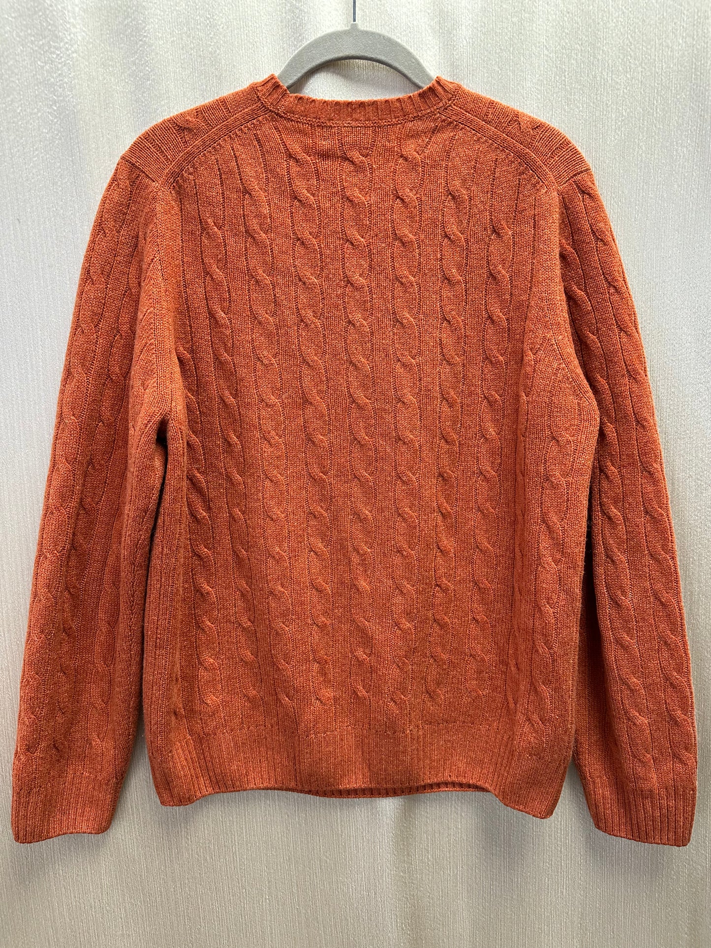 BROOKS BROTHERS marled orange Italian Cashmere Scotland Cable Knit Sweater - XL