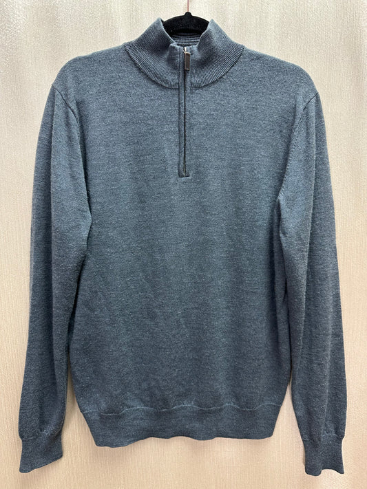 UNTUCKIT gray 100% Extra Fine Merino Wool 1/4 Zip Sweater - Large