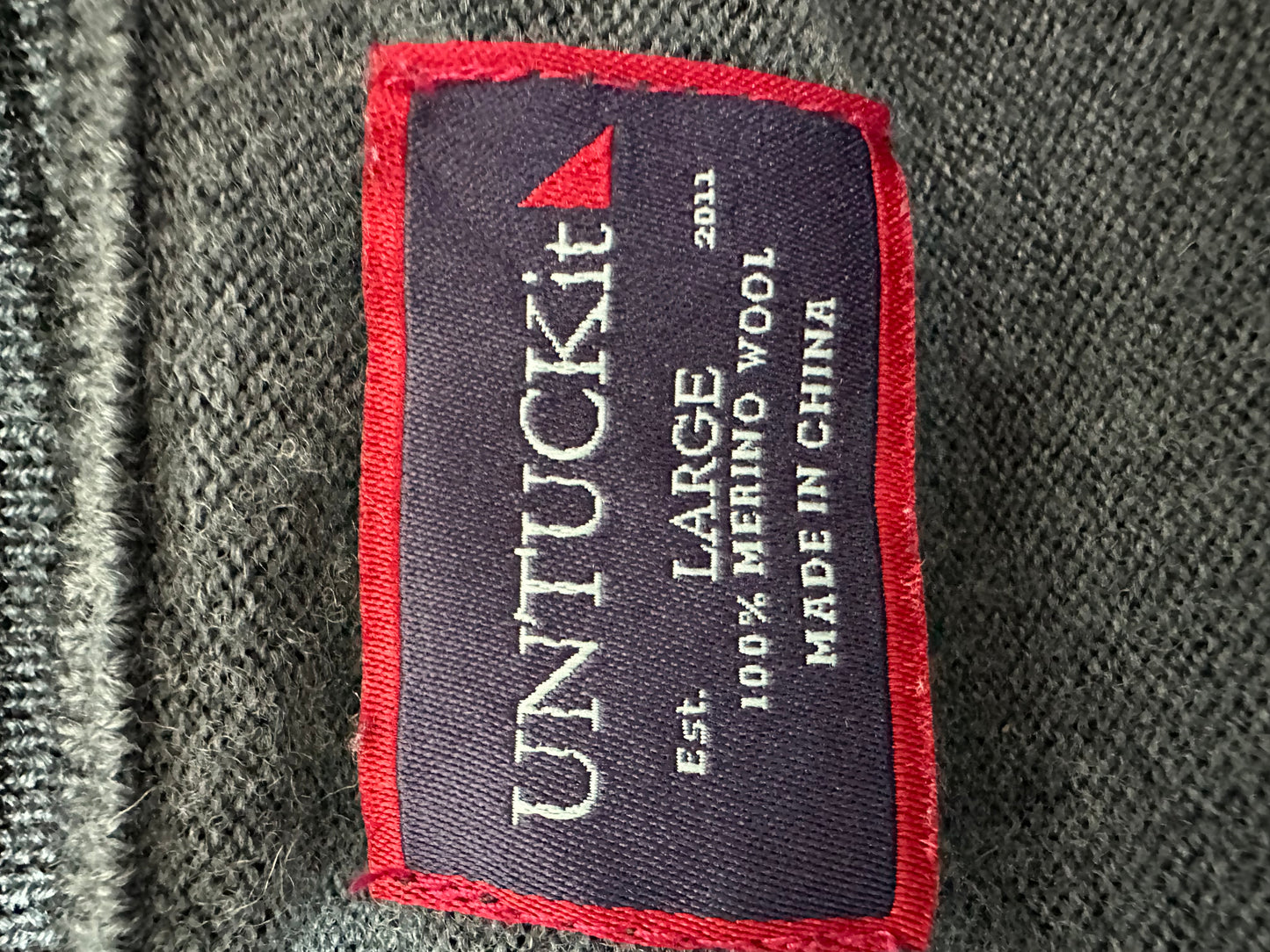 UNTUCKIT gray 100% Extra Fine Merino Wool 1/4 Zip Sweater - Large