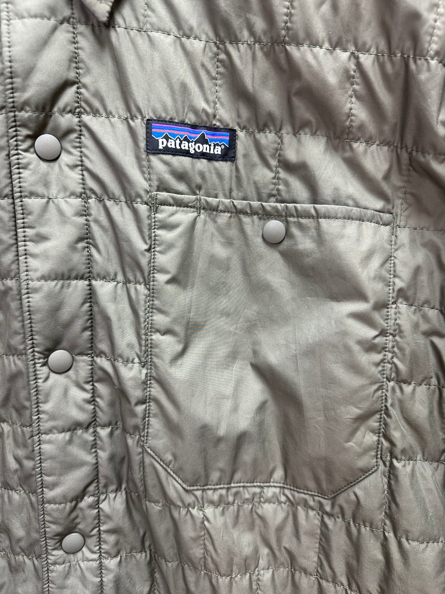 Rare PATAGONIA green Stripe Quilted Nano Puff Reversible Gratio Jacket - XL