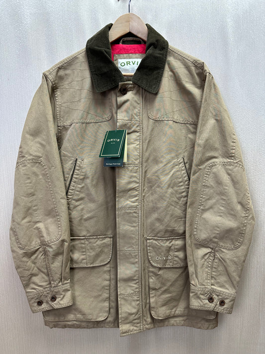 NWT - ORVIS tan khaki Wax Cotton Canvas Zip Front Heritage Field Coat - M