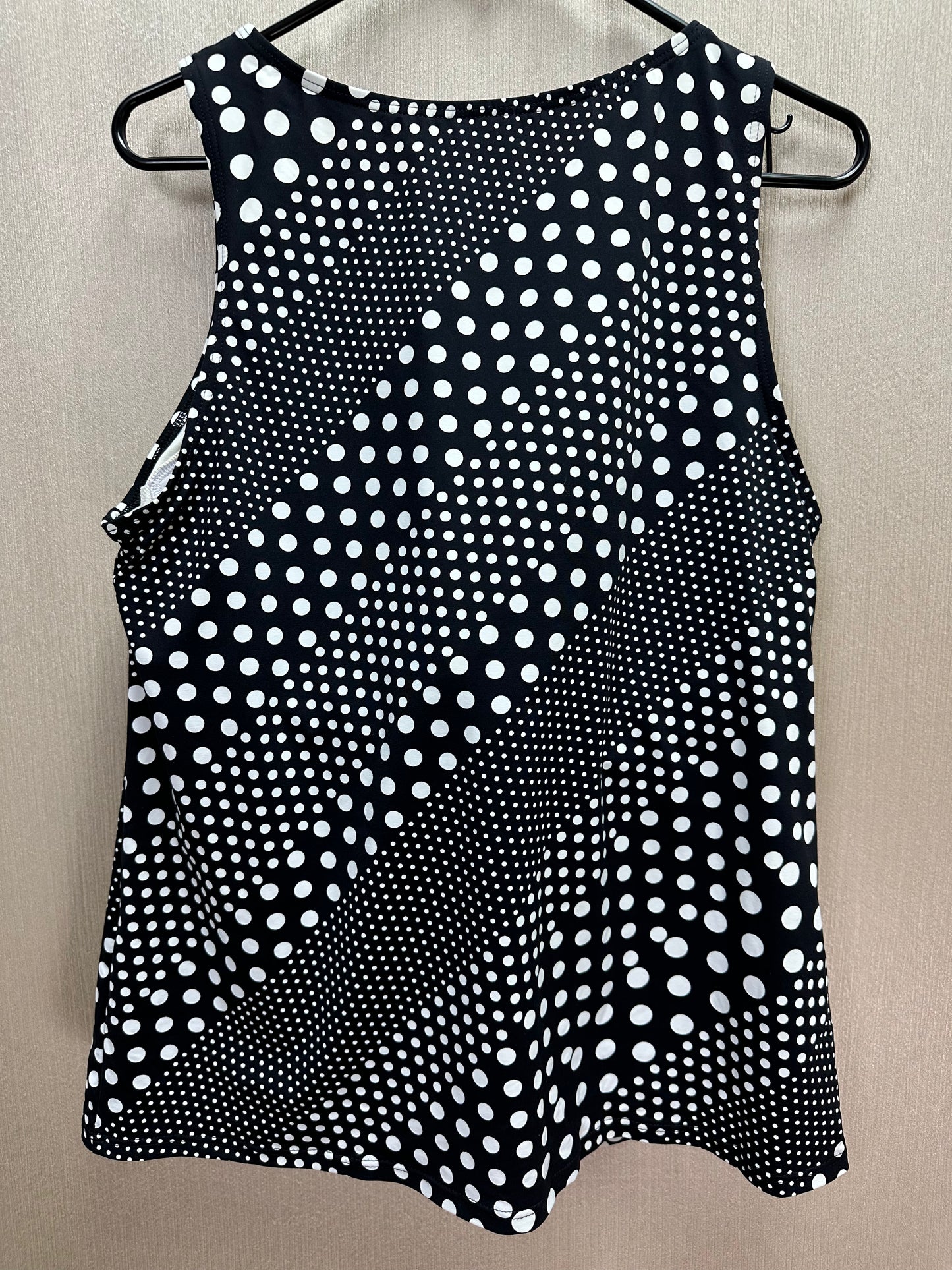 LANDS END black white Dot High Neck UPF 50 Modest Tankini Swimsuit Top - 16