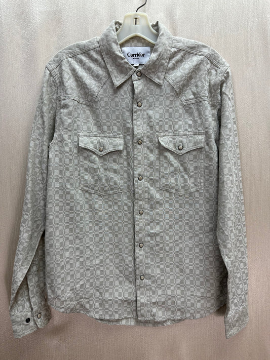 NWT - CORRIDOR natural Geometric Pattern Overshot Western Long-Sleeve Shirt - S