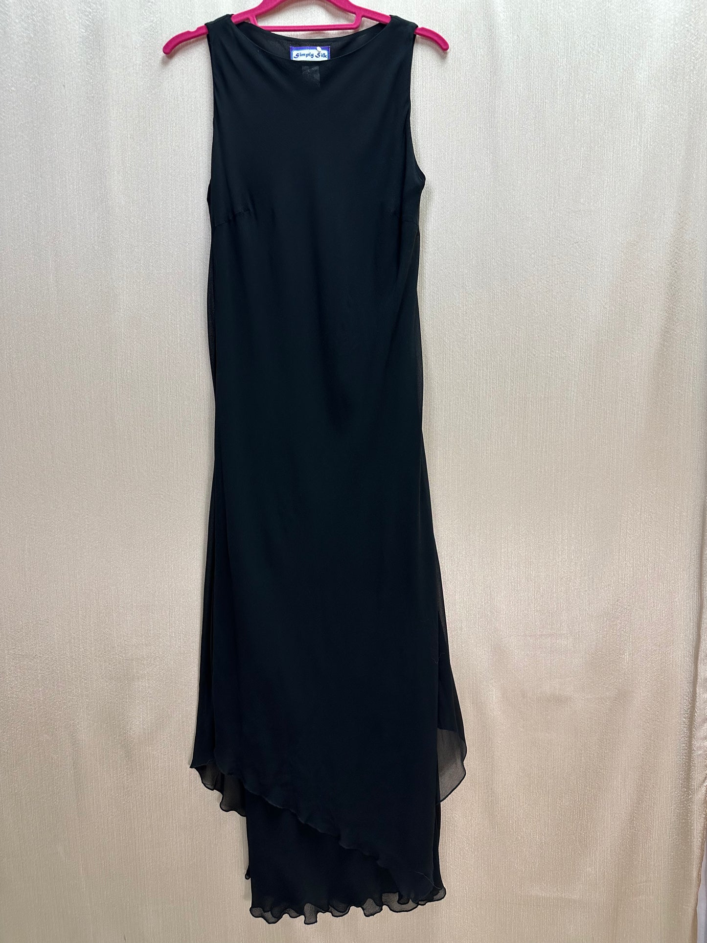 Vintage SIMPLY SILK black Layered Sleeveless Round Neck Maxi Dress - XL