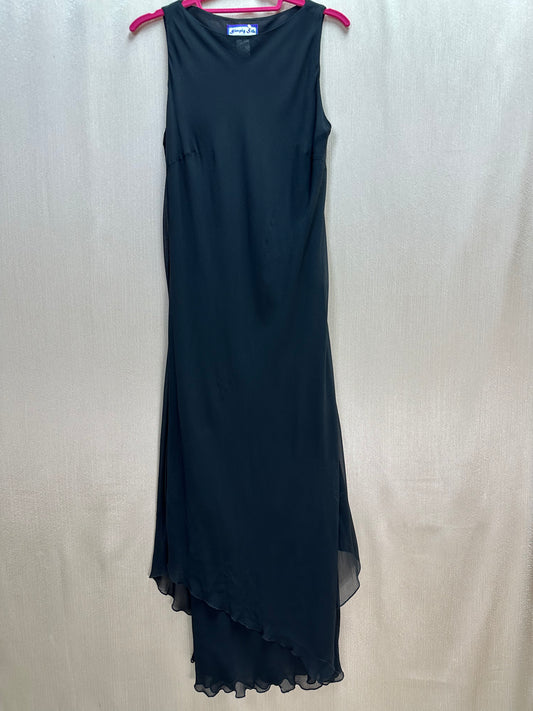 Vintage SIMPLY SILK black Layered Sleeveless Round Neck Maxi Dress - XL