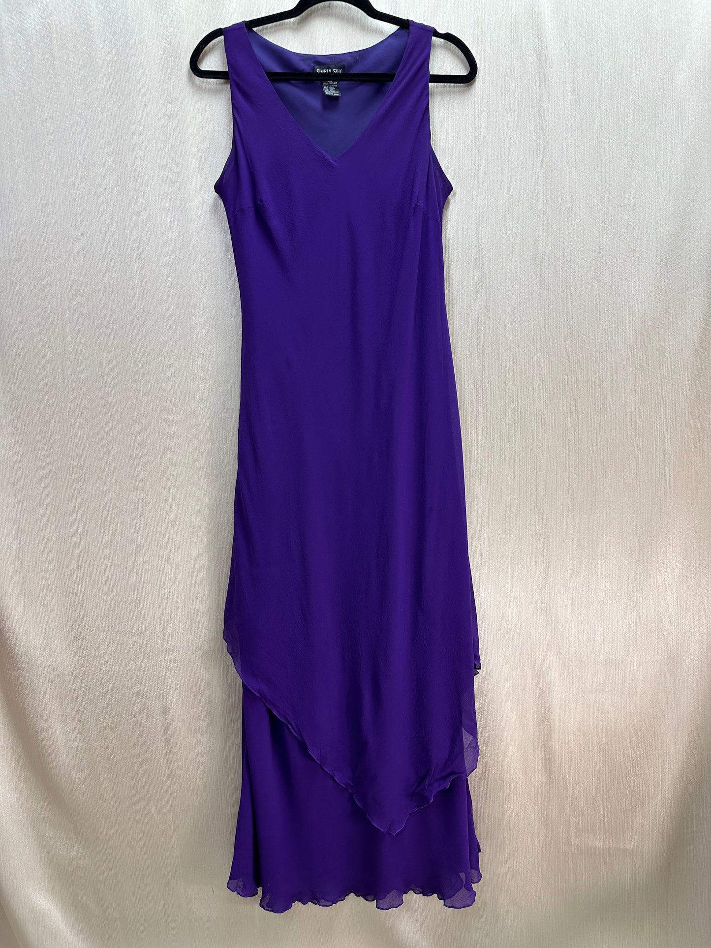 Vintage SIMPLY SILK purple Layered Sleeveless V-neck Maxi Dress - XL