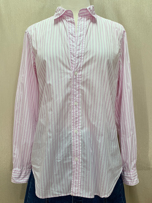 FRANK & EILEEN white pink Stripe Cotton "FRANK" Button Up Shirt - M