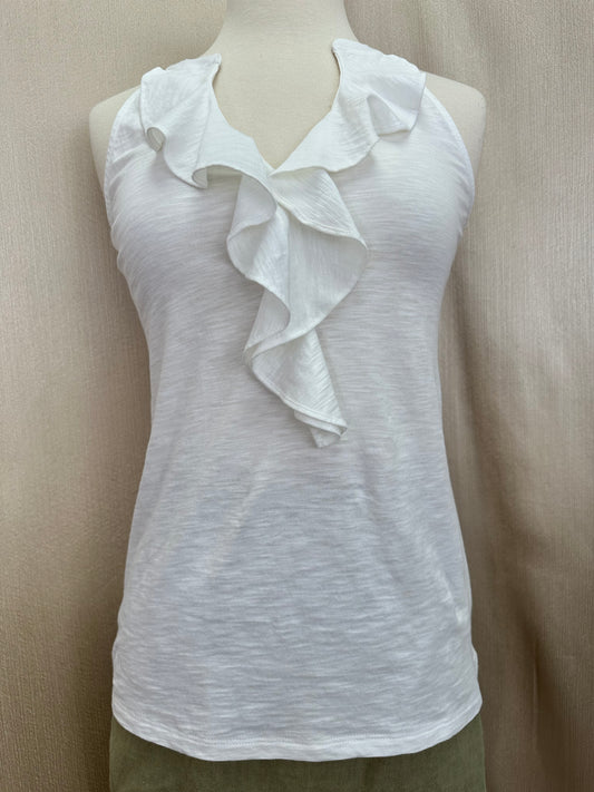 LILLY PULITZER white Pima Cotton Ruffle Racerback Cleo Tank Top - XS