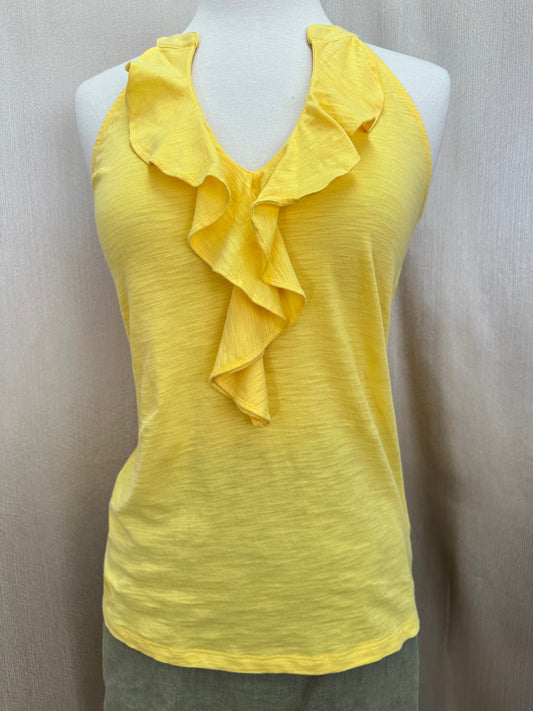 LILLY PULITZER yellow Pima Cotton Ruffle Racerback Cleo Tank Top - XS