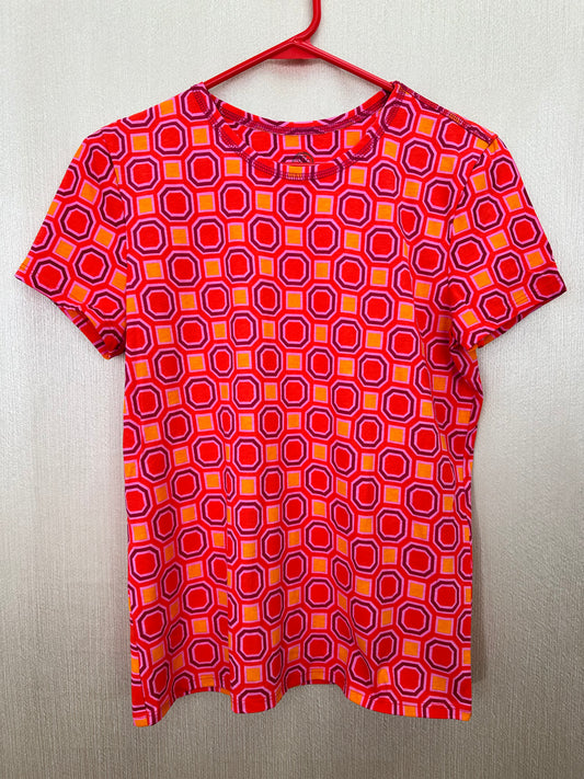 NWOT - TORY BURCH red orange Octagon Square Cotton Short Sleeve T-Shirt - S