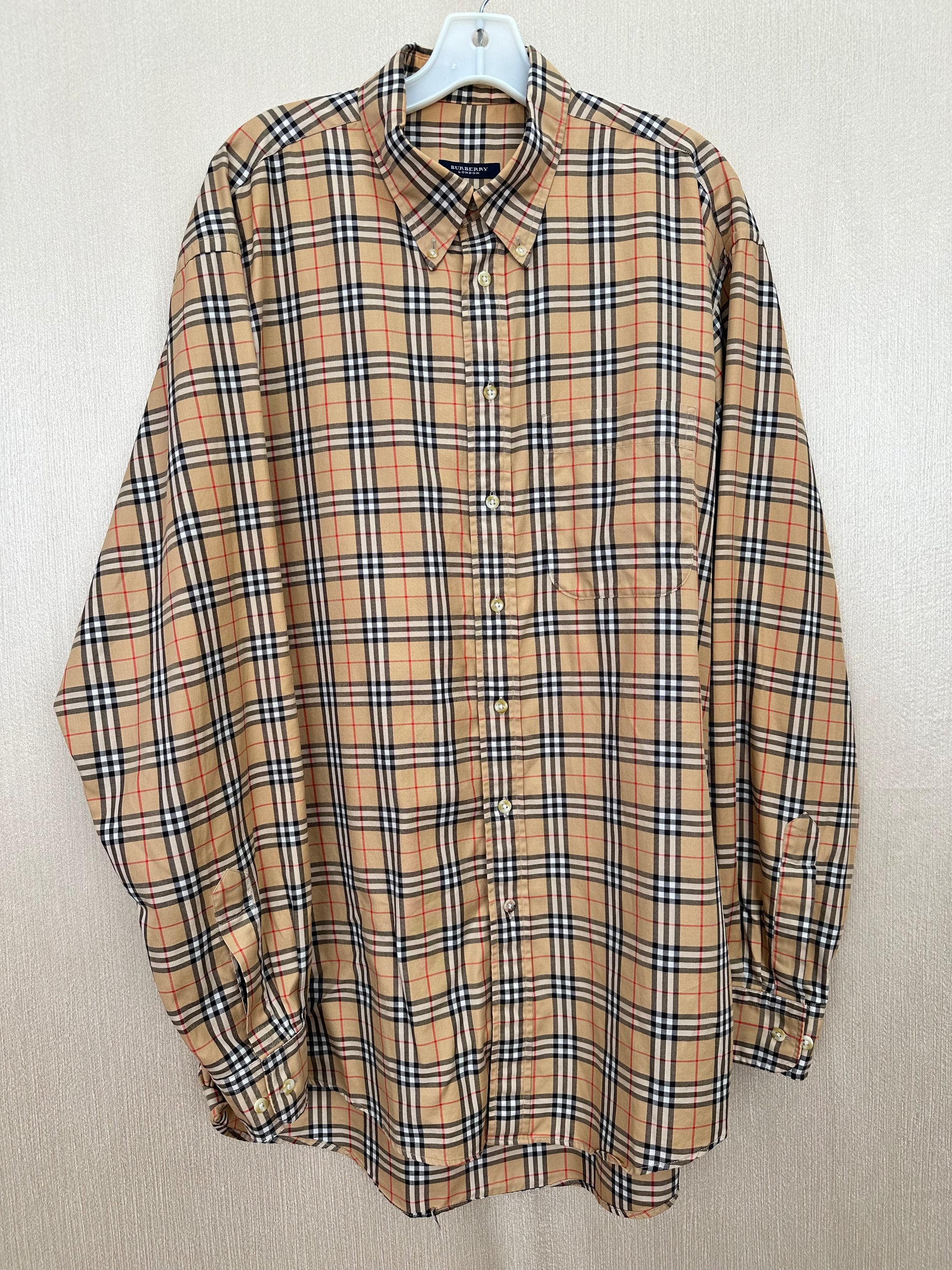 BURBERRY London beige black Iconic Classic Cotton Check Shirt Men s CommunityWorx Thrift Online