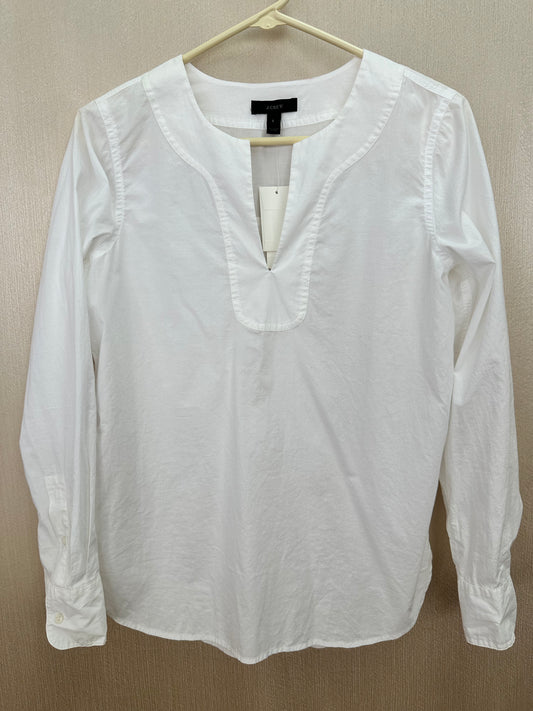 NWT - J. CREW white 100% Cotton Split Neck Long Sleeve Tunic Top - 2