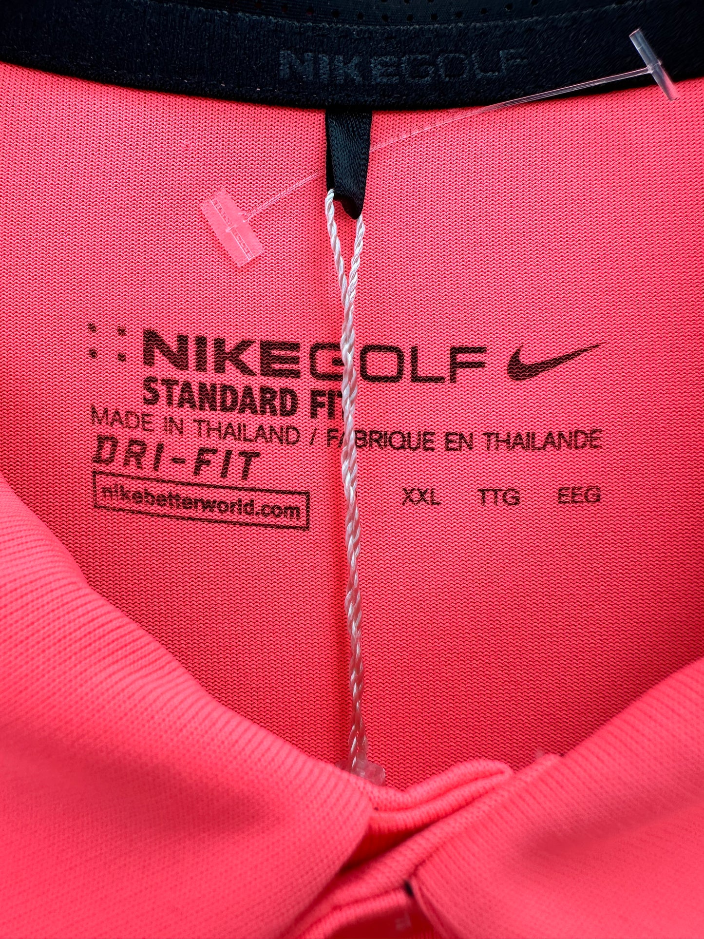 NWT - NIKE GOLF neon coral grey Stripe Dri-Fit Short Sleeve Polo Shirt - XXL