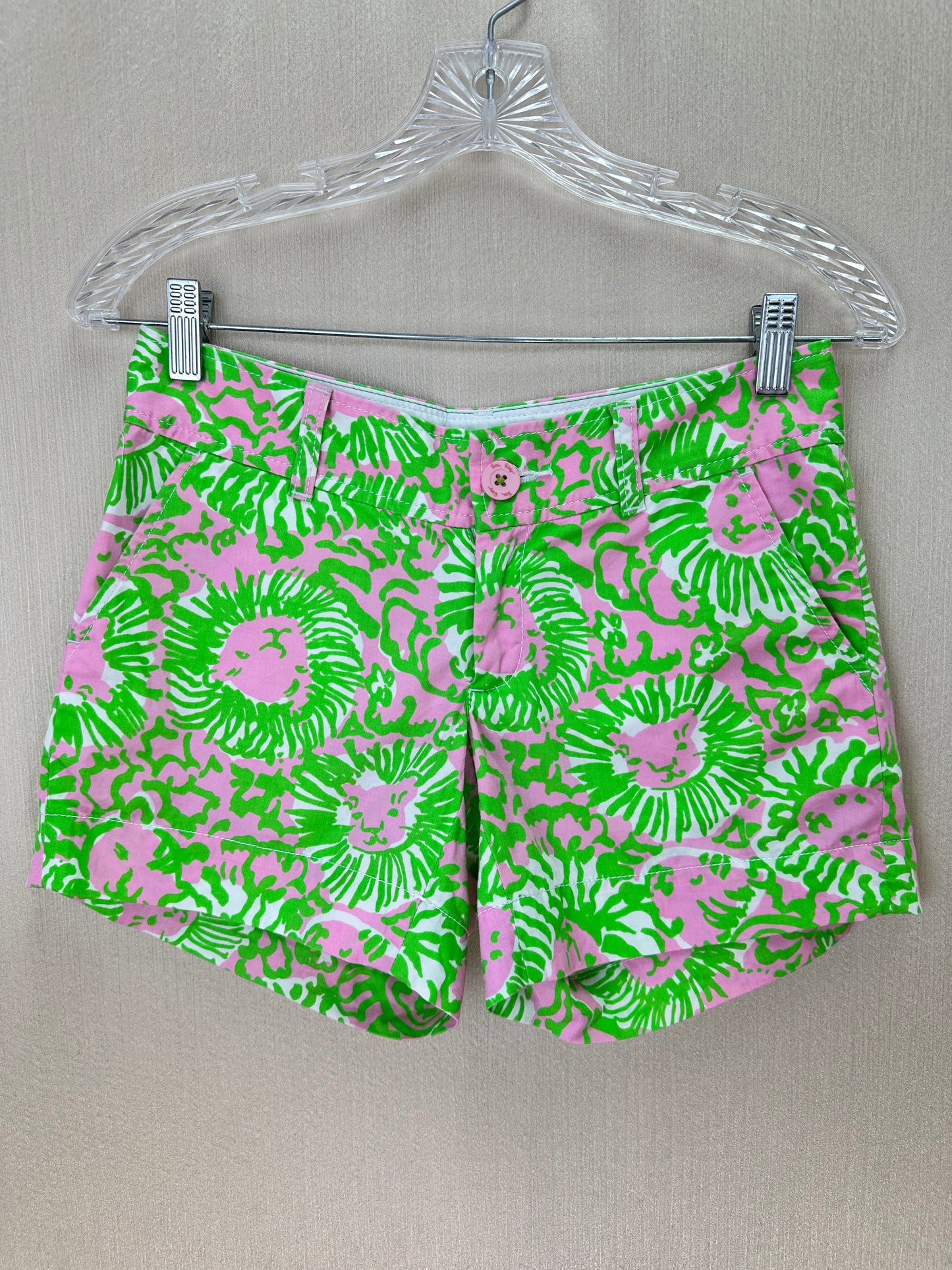 LILLY PULITZER green pink Sunnyside Lion 5" Inseam Callahan Shorts - 00