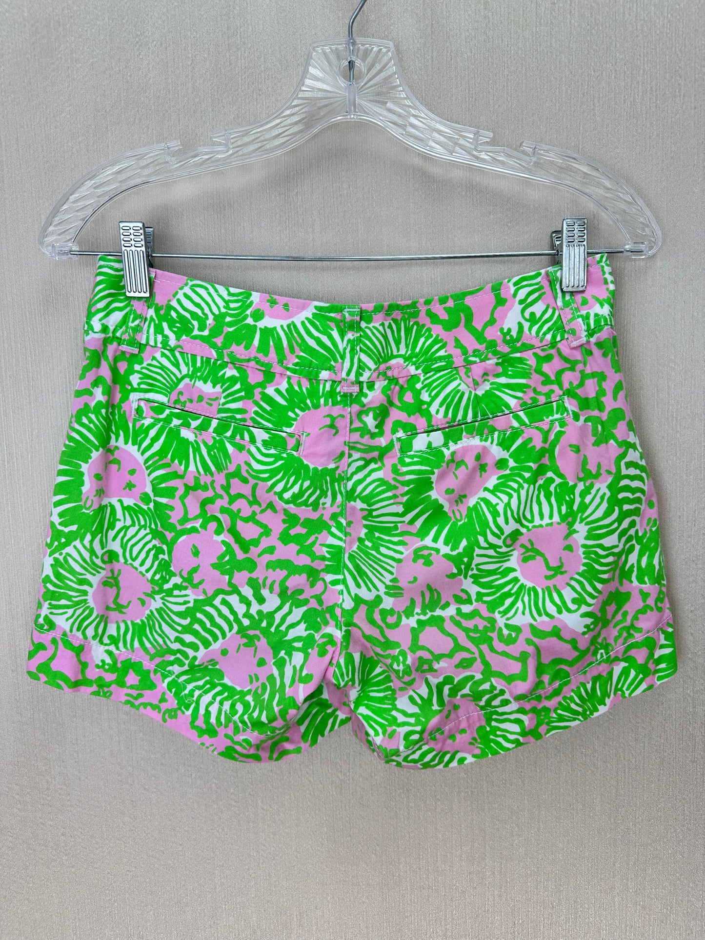 LILLY PULITZER green pink Sunnyside Lion 5" Inseam Callahan Shorts - 00