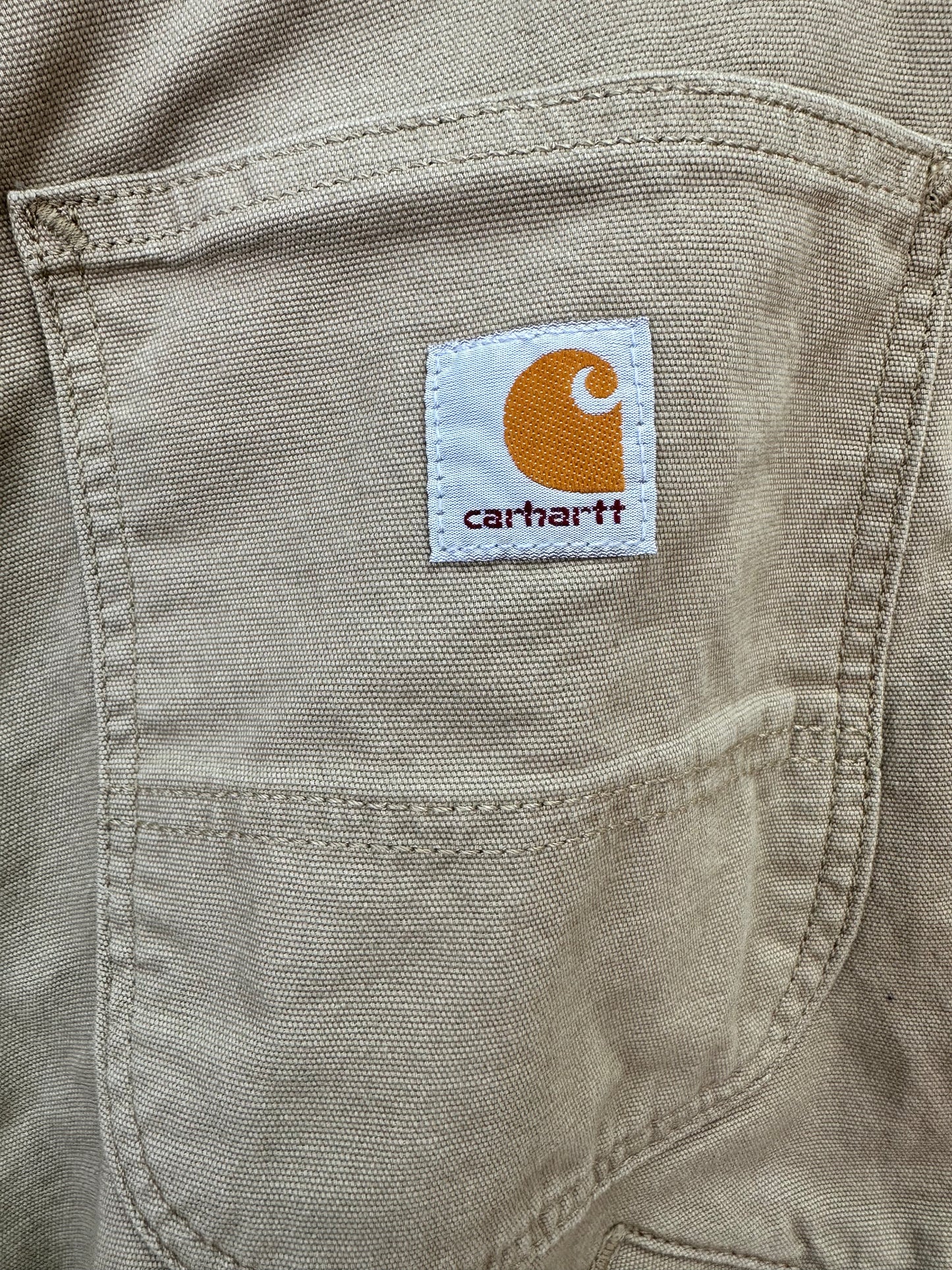 NWT - CARHARTT khaki Relaxed Fit Rugged Flex Rigby Dungaree Work Pants - 38x34